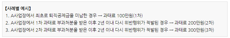 퇴직공제제도-과태료-예시