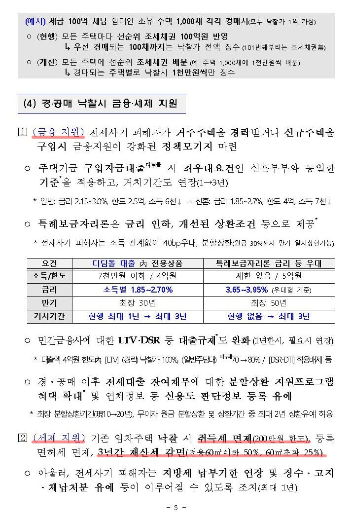 전세사기 피해자 지원 및 주거안정 방안 5