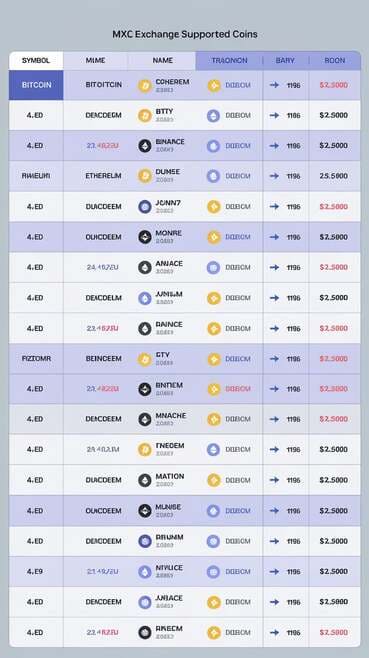 MEXC 거래소 지원 코인 수를 표로 만든 이미지