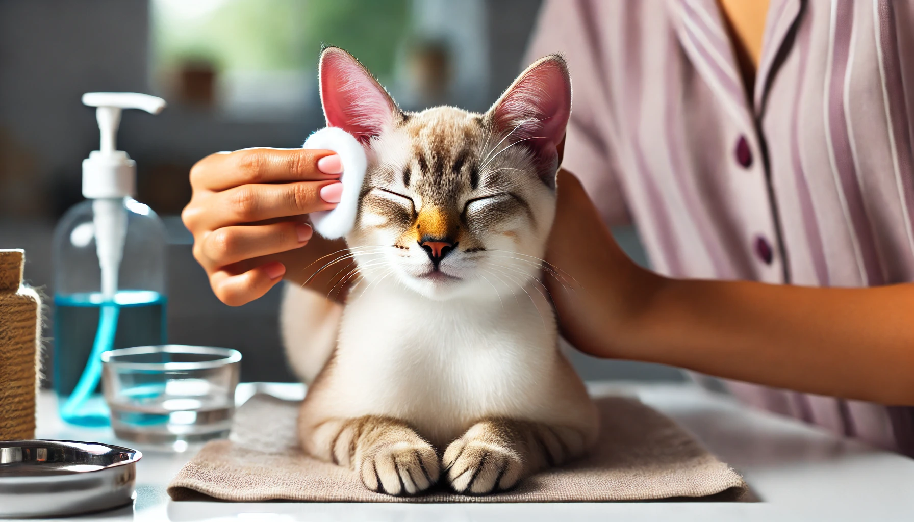 고양이 귀 청소하는 모습