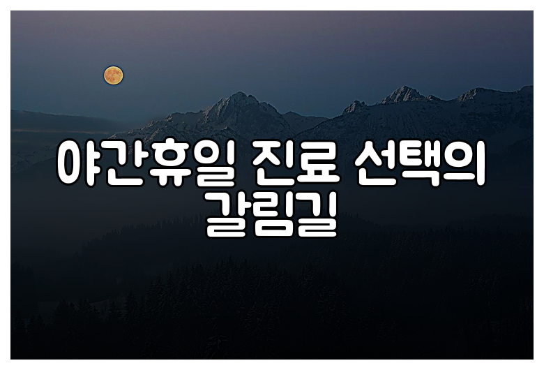 야간휴일 진료 선택의 갈림길