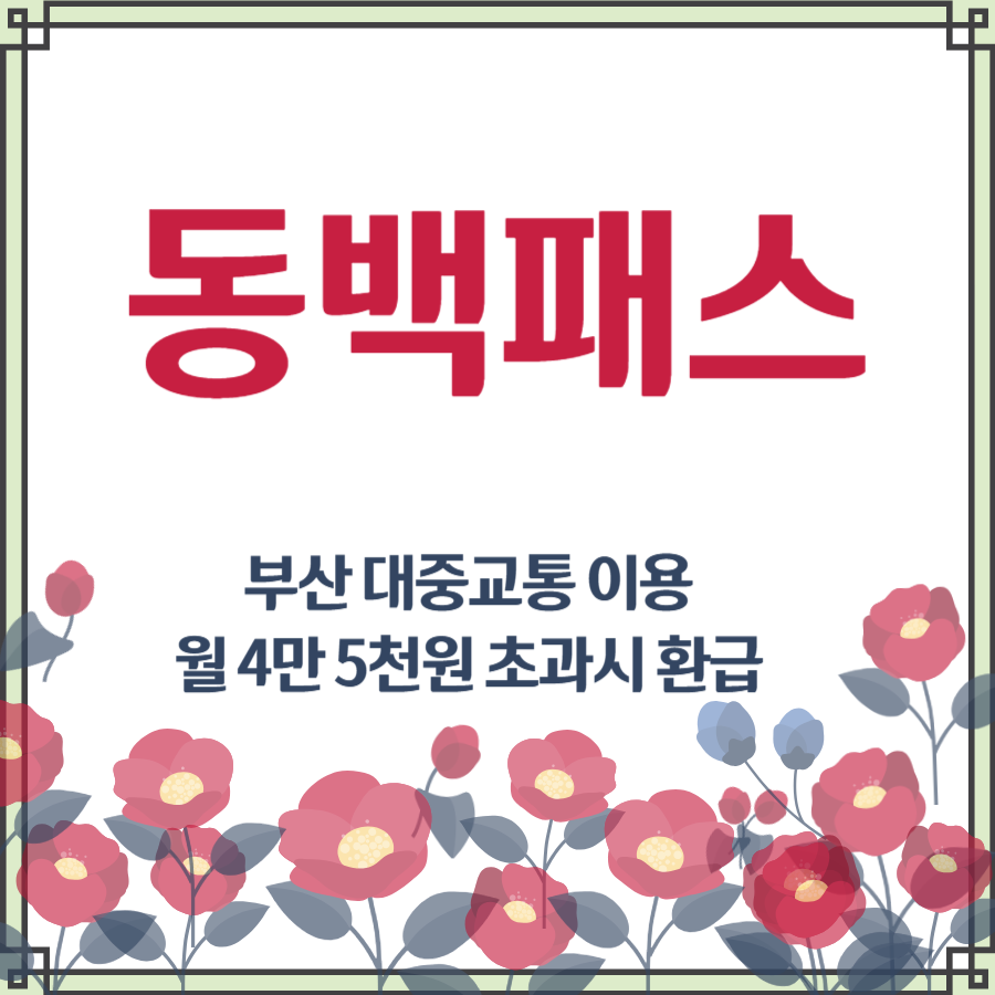 [동백패스] 부산대중교통 월 최대 4만5천원 환급! 8월부터