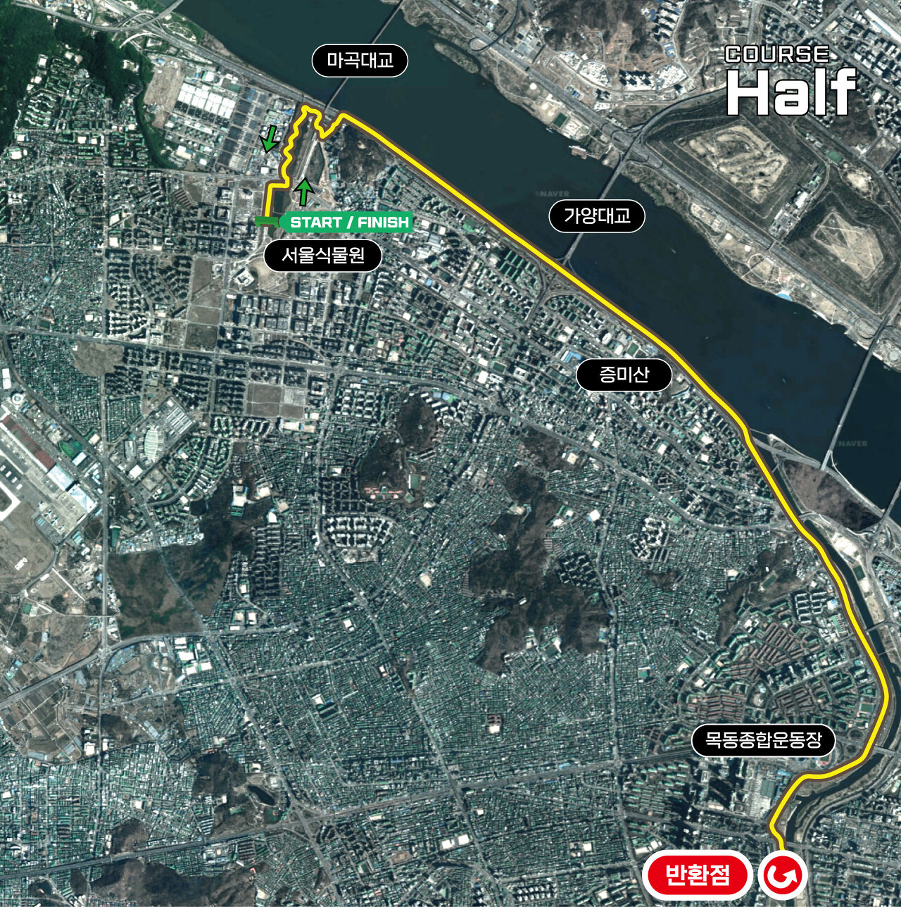 제21회 강서 허준 건강마라톤 대회 하프 코스맵