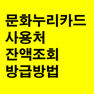  문화누리 카드 사용처 , 발급방법 , 잔액조회 정리