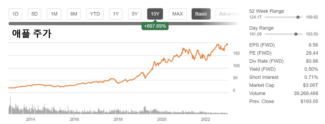 애플 주가 사진
