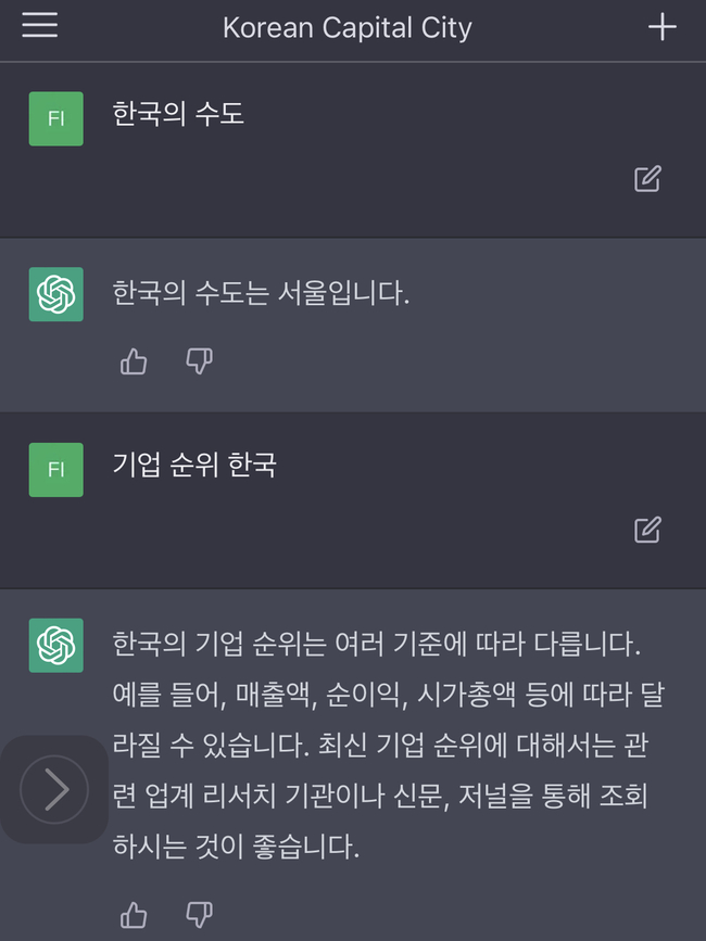 챗봇 질의 예시