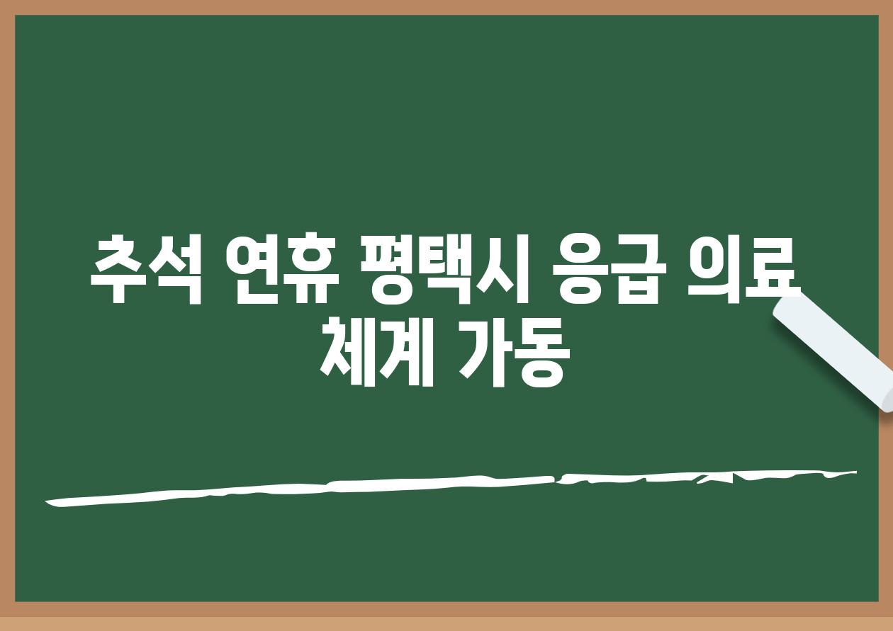 추석 연휴 평택시 응급 의료 체계 가동