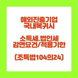  해외진출기업의 국내복귀 시 소득･법인세 감면 요건 완화 및 적용기한 연장 (조특법104의24, 조특령104의21)
