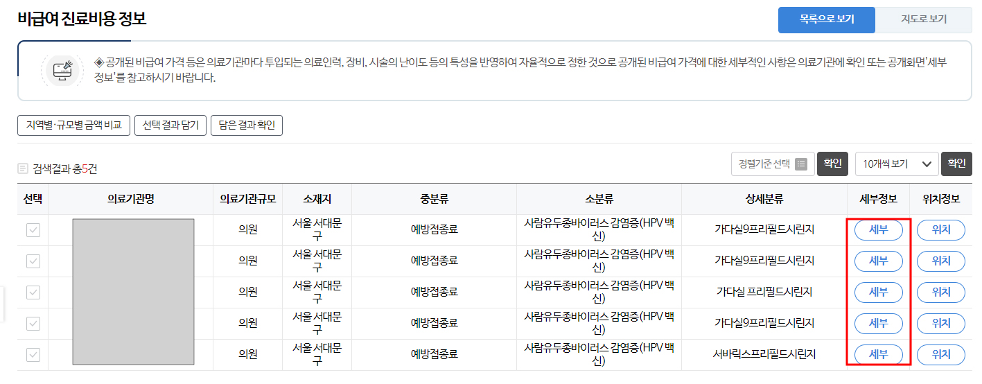 가다실-대상포진-독감-접종비용-확인