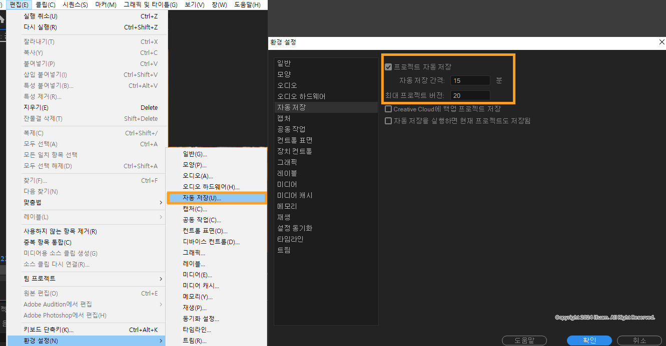 자동 저장 활성화하기(Auto Save)