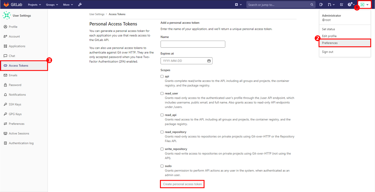 Gitlab Access Token 생성