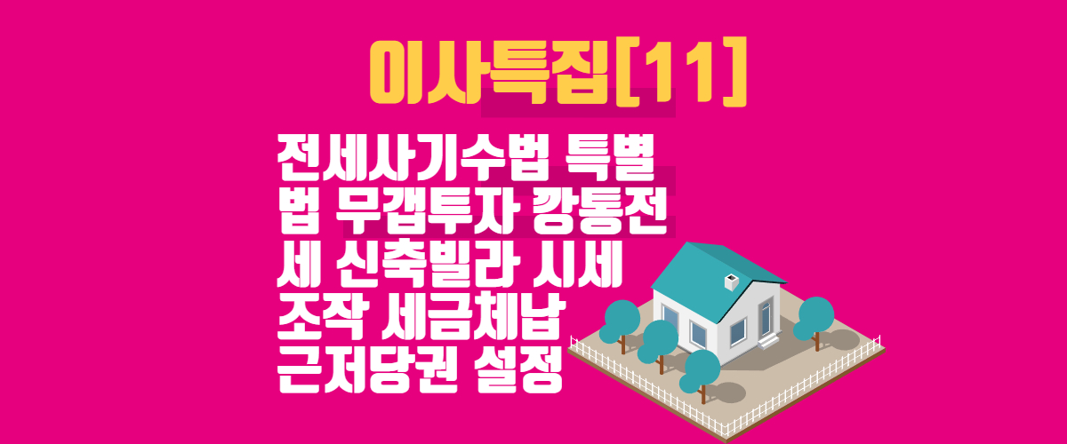  [이사특집]11. 전세사기수법 특별법 무갭투자 깡통전세 신축빌라 시세 조작 세금체납 근저당권 설정 (빌라왕 신림동 전세사기 수법 인천 부산 전세사기)