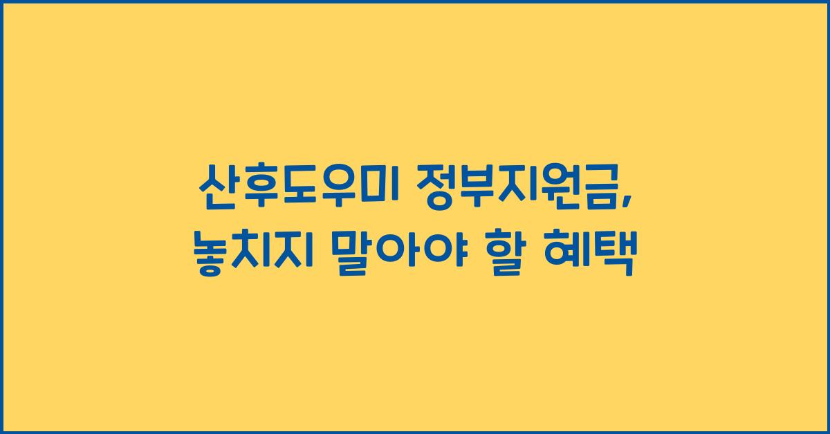 산후도우미 정부지원금