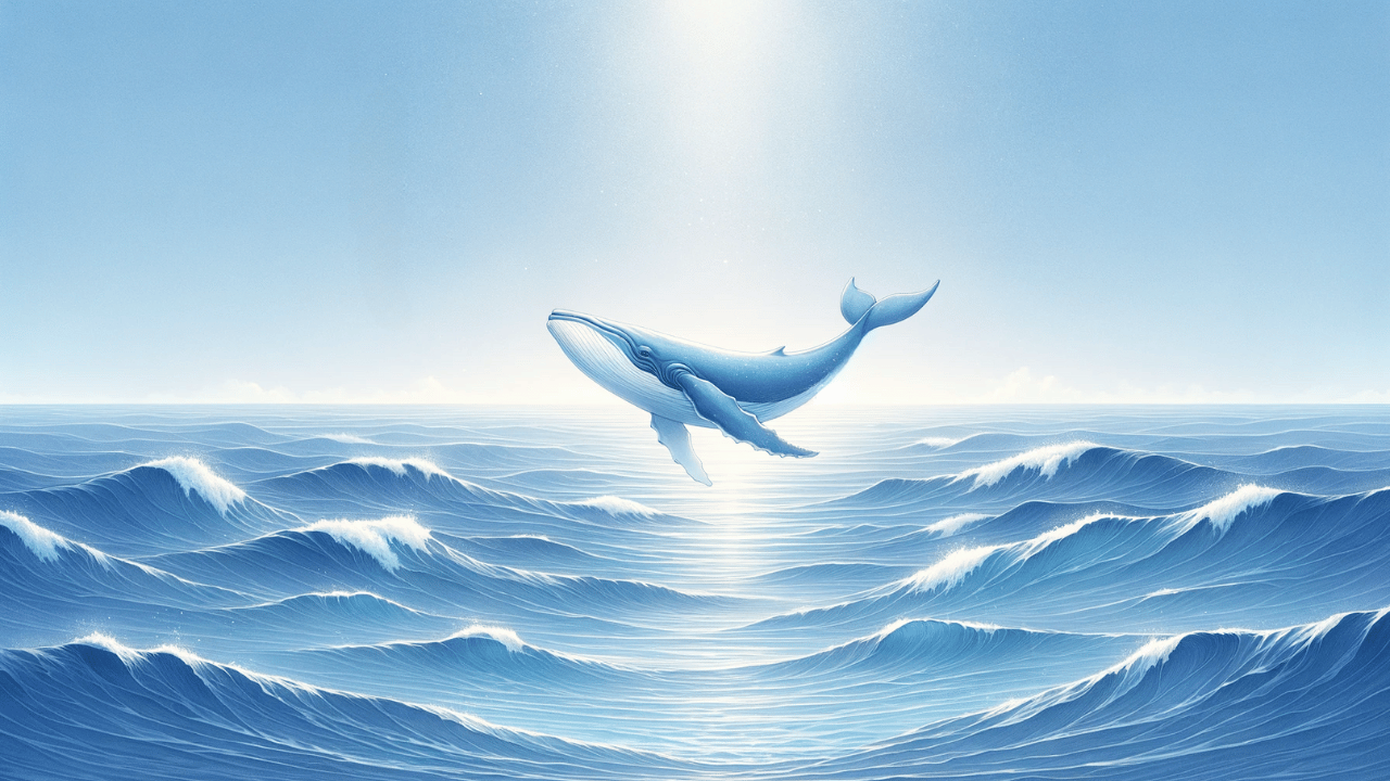 바다-속-헤엄치는-흰수염고래-희망과-위로를-상징하는-일러스트