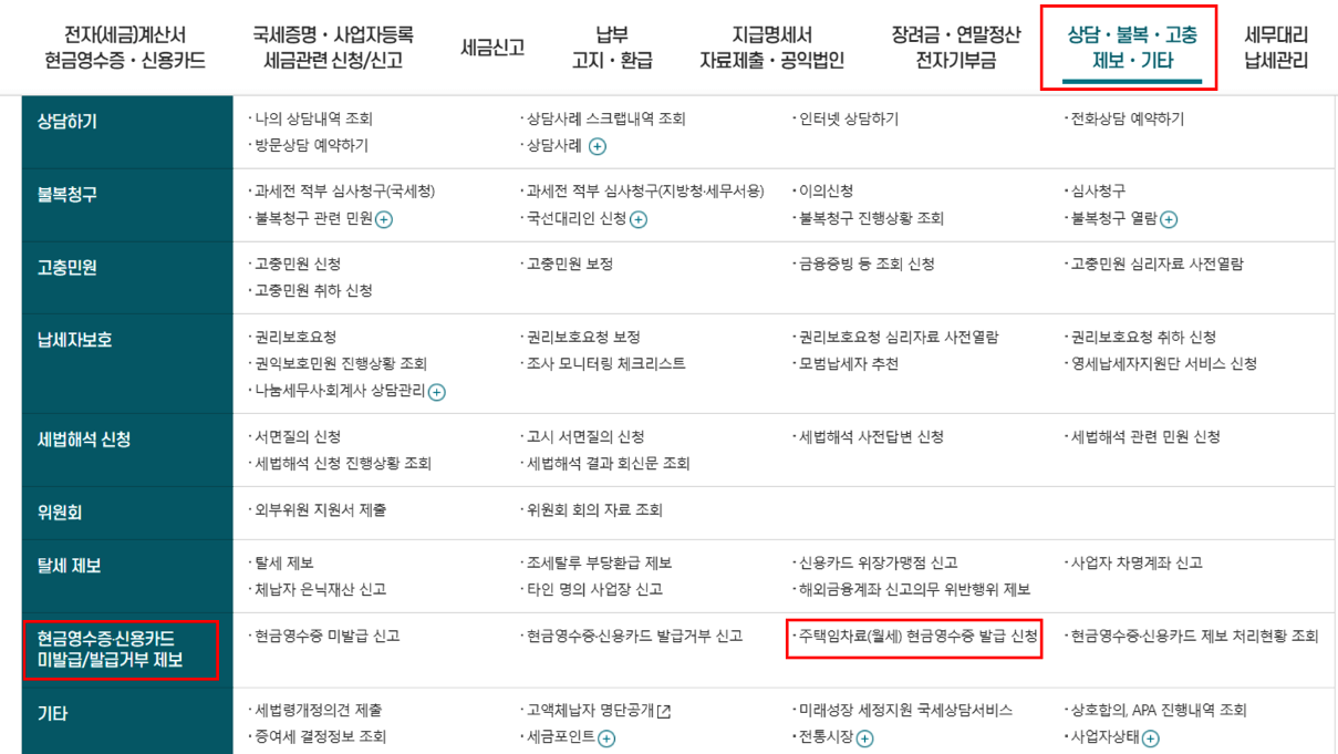 홈텍스-주택임차료-월세-현금영수증-발급신청