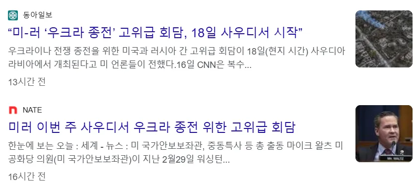 미러(미국-러시아) 사우디 고위급 회담 뉴스 기사 이미지