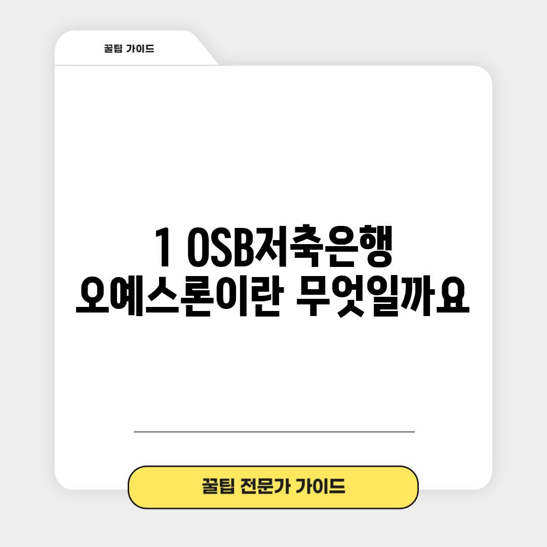 1. OSB저축은행 오예스론이란 무엇일까요?