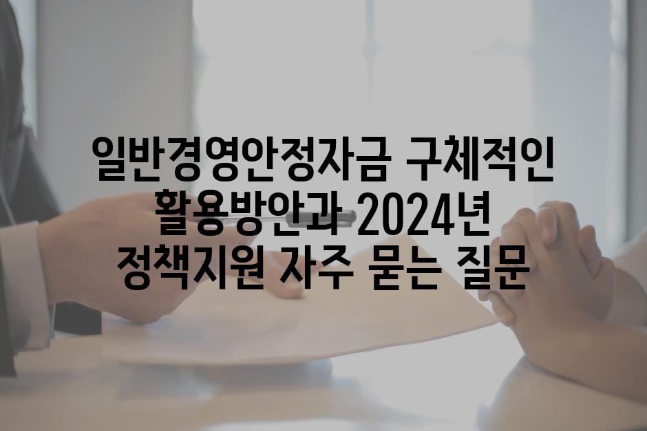 ['일반경영안정자금| 구체적인 활용방안과 2024년 정책지원']