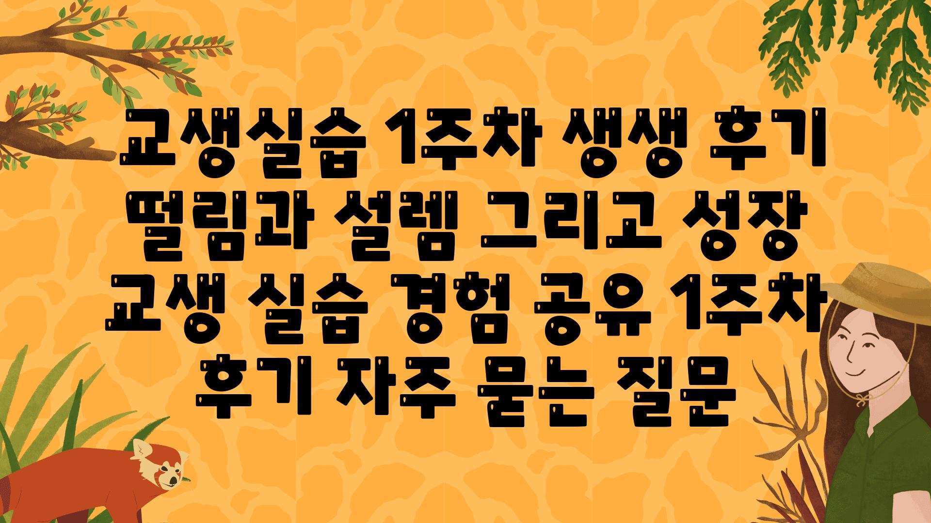  교생실습 1주차 생생 후기 떨림과 설렘 그리고 성장  교생 실습 경험 공유 1주차 후기 자주 묻는 질문