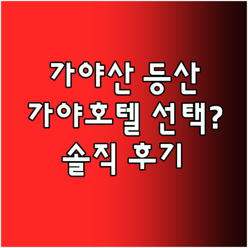 가야산 등산객 필독! (주)가야호텔,