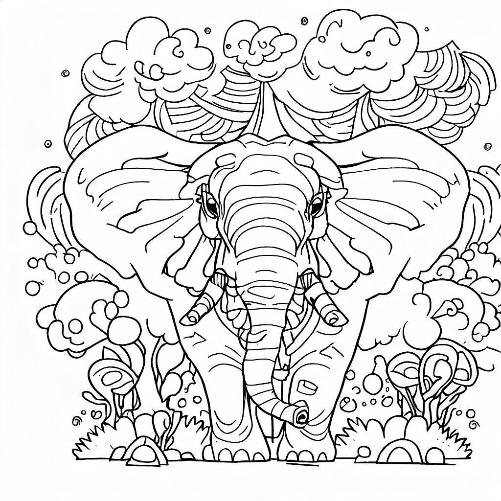 듬직한 코끼리 색칠 도안