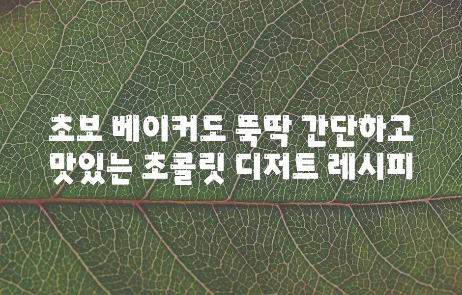 초보 베이커도 뚝딱 간단하고 맛있는 초콜릿 디저트 레시피