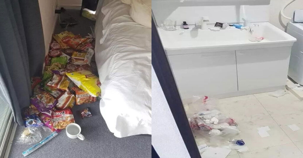  중국인 손님이 3일 투숙한 일본의 한 호텔 모습