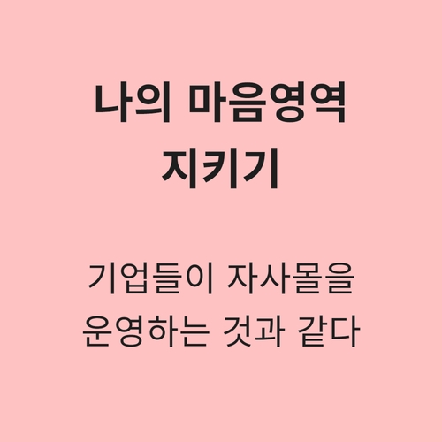 나의 마음영역을 지켜야 하는 이유 마치 자사몰처럼