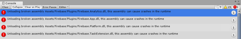 [Unity3d] FireBase Unloading broken assembly Assets/Firebase/Plugins ...