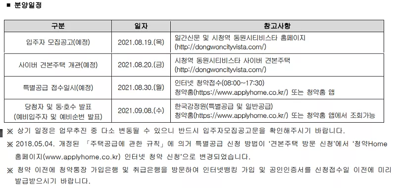 향후 공급 일정. 출처: 공고문