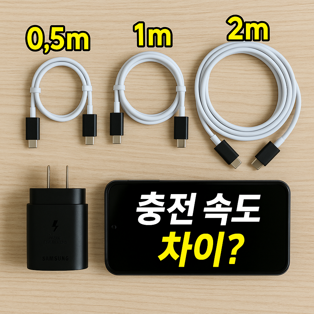 갤럭시 충전기 케이블 길이 따라 충전 속도 달라질까? 실험 총정리