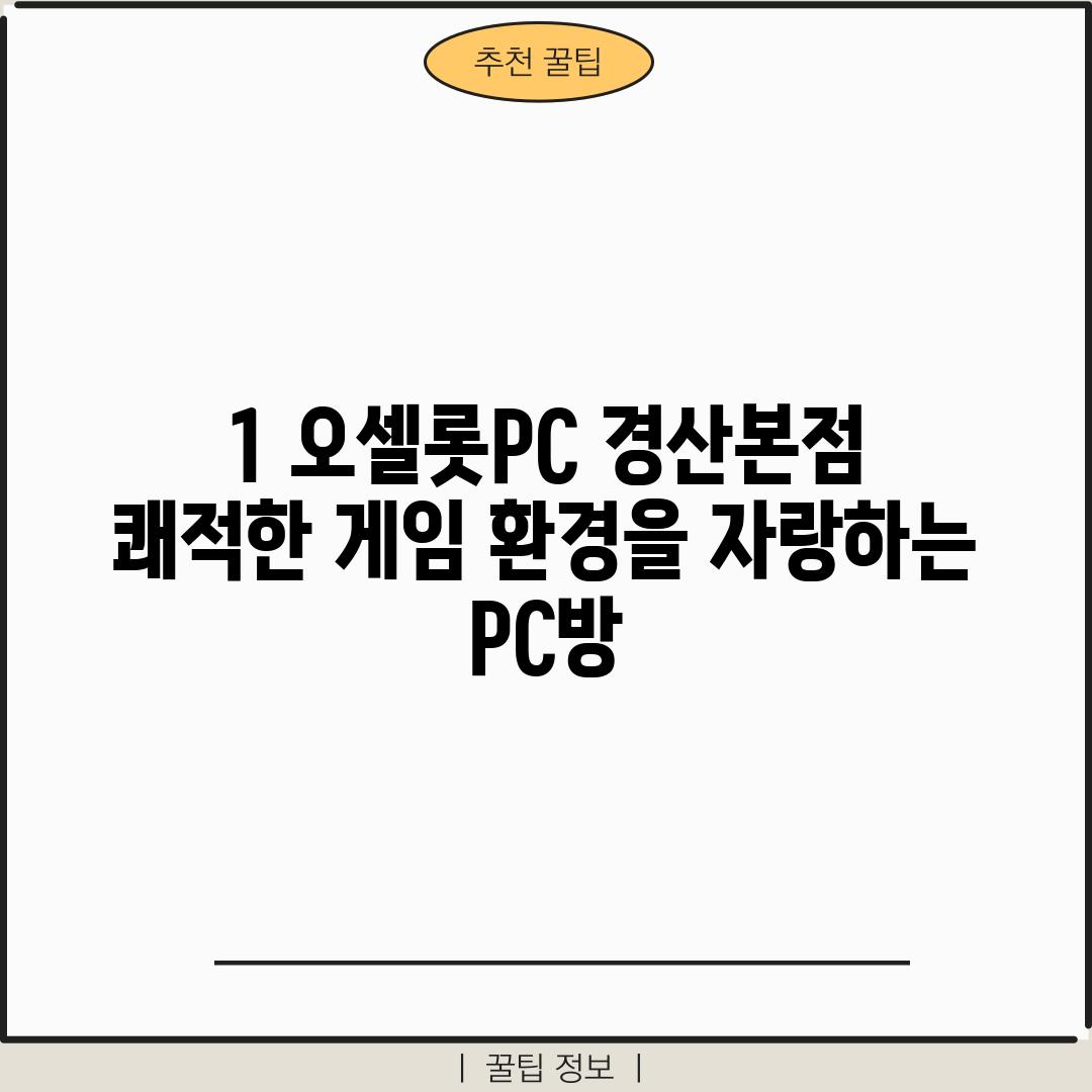 1. 오셀롯PC 경산본점: 쾌적한 게임 환경을 자랑하는 PC방