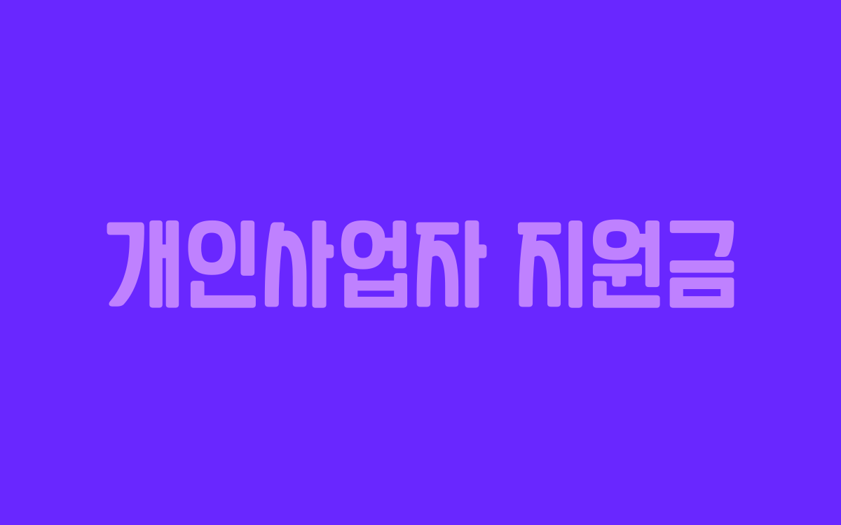  개인사업자 지원금 종류
