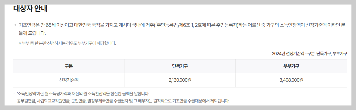 기초연금 수급자격