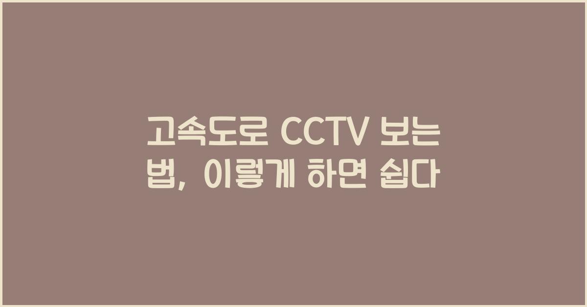 고속도로 cctv 보는 법