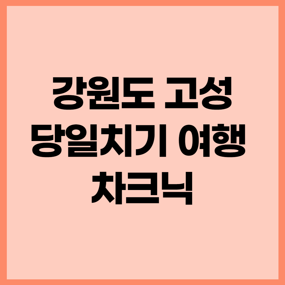 강원도 고성 여행, 당일치기 차크닉 좋아요