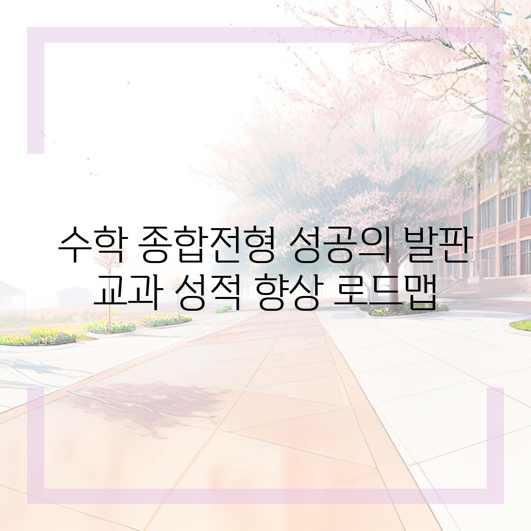 수학 종합전형 성공의 발판 교과 성적 향상 로드맵