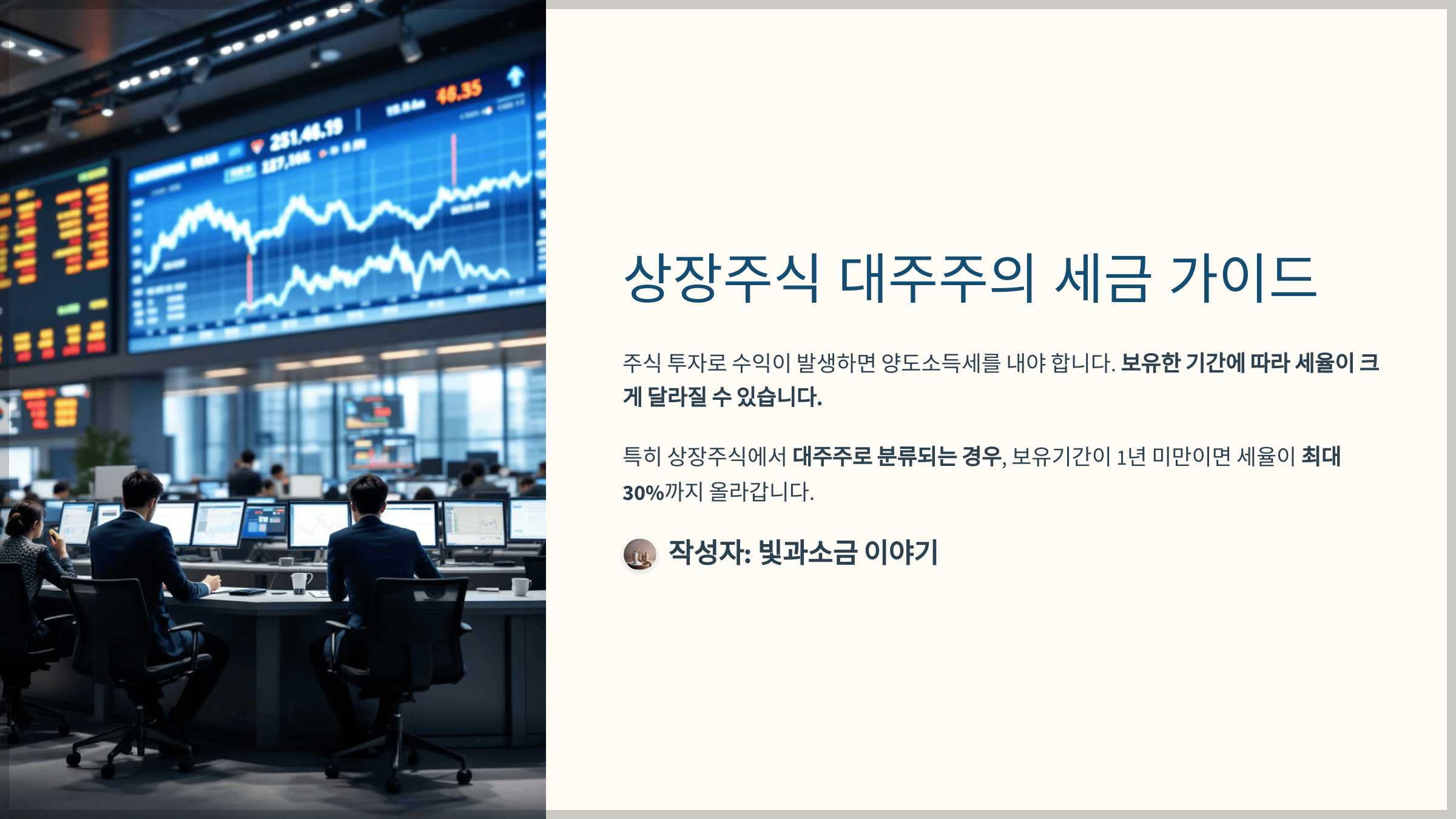 상장주식 대주주라면, 보유기간 따라 세율 차이 꼭 확인하세요