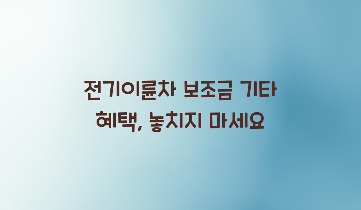 전기이륜차 보조금 기타 혜택