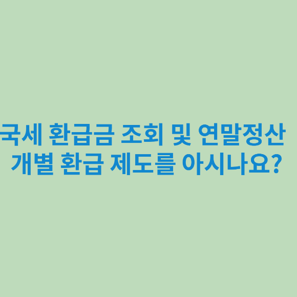  국세환급금 조회 및 연말정산 개별 환급 제도를 아시나요?