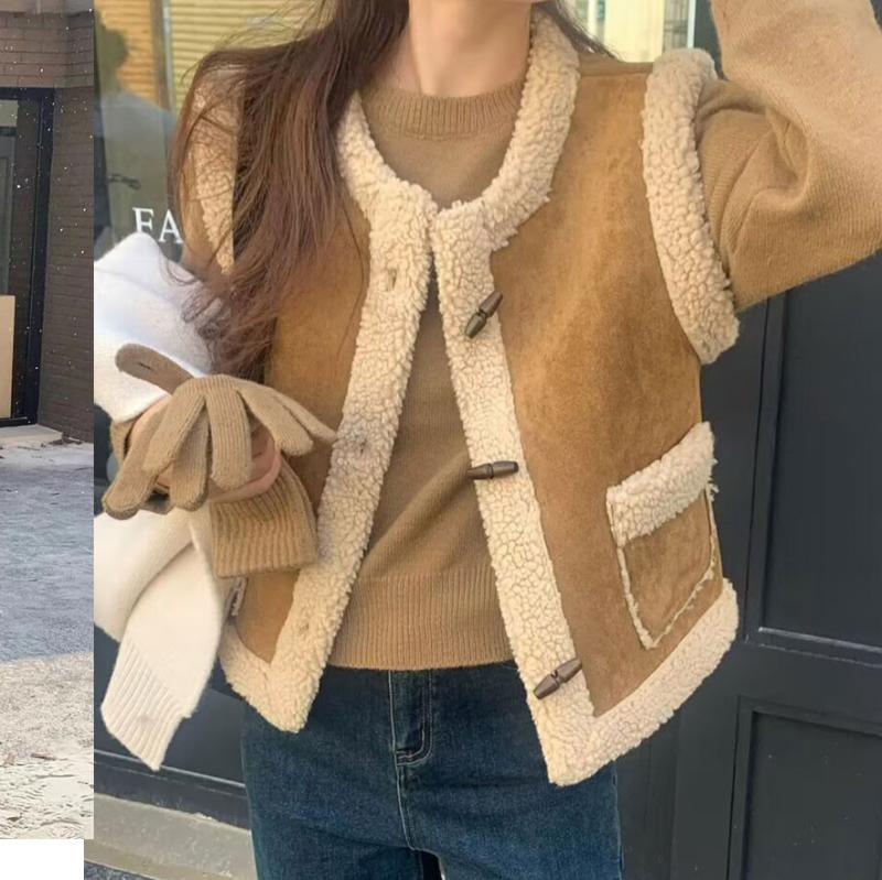 양털 인조퍼 뽀글이 토글 웨스트 무스탕 조끼