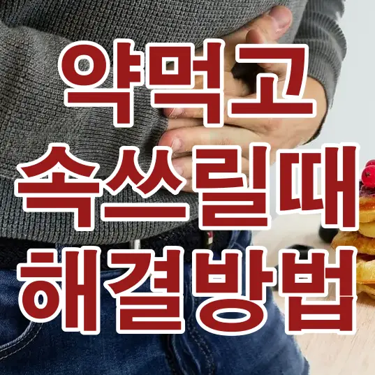 배를 움켜쥐고 있는 사람 위 빨간글씨 - 
약먹고 속쓰릴 때 해결방법