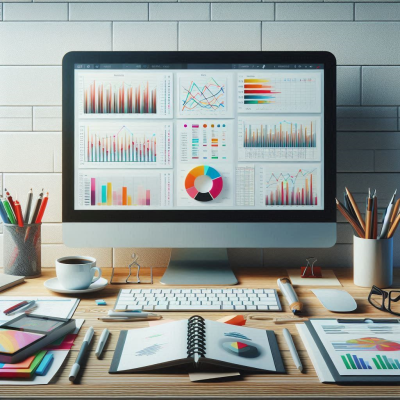 그래프와 차트로 분석된 데이터 화면.