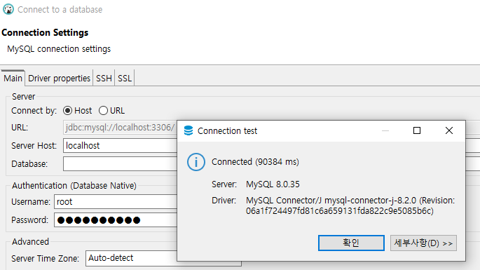 Test Connection 성공