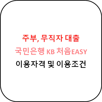  주부 무직자 대출 - 국민은행 KB 처음 EASY 신용대출 상세정보