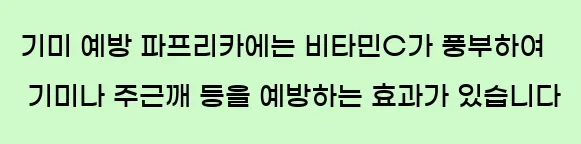  2. 기미 예방 파프리카에는 비타민C가 풍부하여 기미나 주근깨 등을 예방하는 효과가 있습니다.