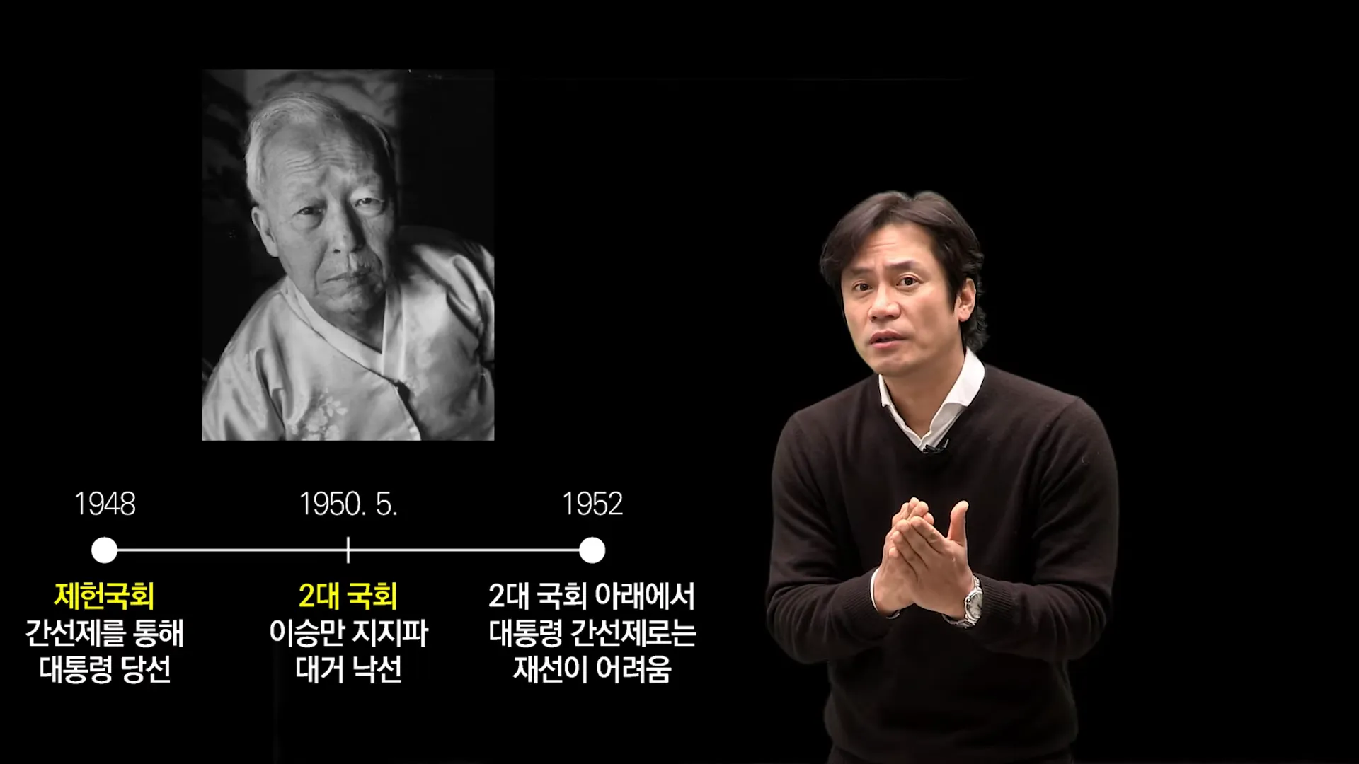 아니 얼마나 이승만이 정치를 못 했으면 원래 대통령은 국회에서 처음 선출됐죠. 초대 대통령 이승만이.
근데 국회의원 임기가 2년이니 2년 후에 그럼 다시 한번 두 번째 총선이 치뤄졌겠네요?