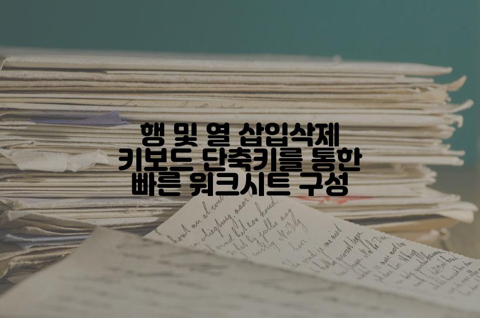 행 및 열 삽입삭제 키보드 단축키를 통한 빠른 워크시트 구성