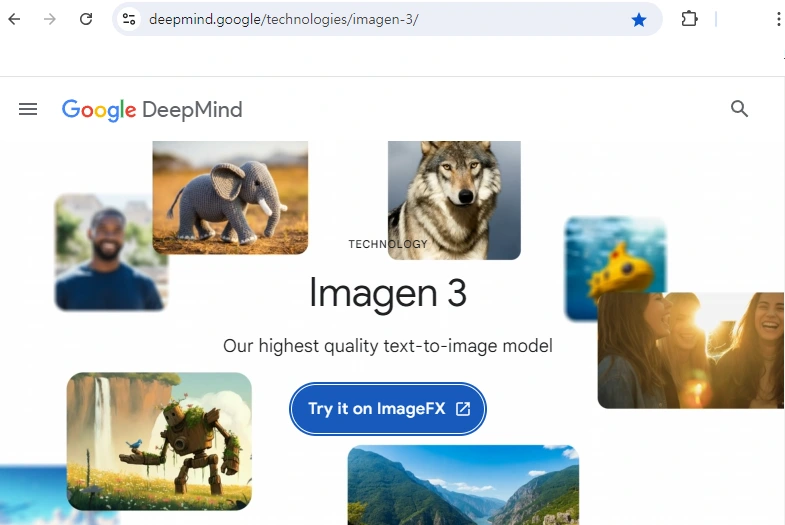 Google DeepMind의 Imagen 3 홈페이지