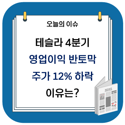  테슬라 4분기 영업이익 반토막, 주가 12% 하락 이유